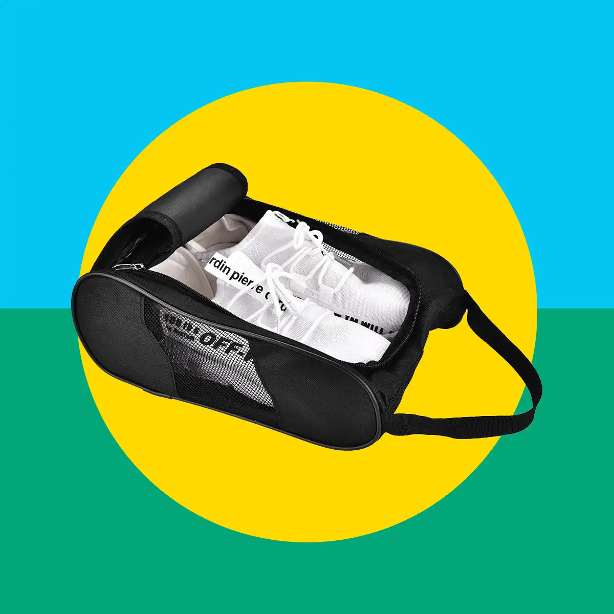 Diseño gráfico con imagen de una bolsa de zapatos para golf destacado