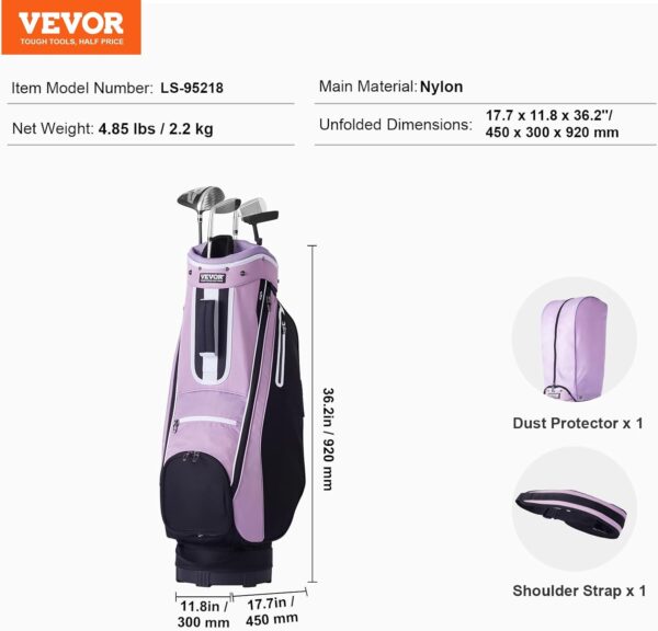 Bolsa de golf para carro Vevor  impermeable, mujer color Negro Y Morado - Imagen 7