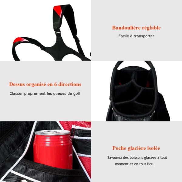 Bolsa de golf para carro Goplus  ligera color rojo - Imagen 5