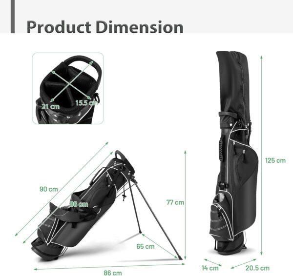 Bolsa de golf con tripode Lifezeal  ligera, Pitch & Putt, tipo lápiz color Negro - Imagen 3