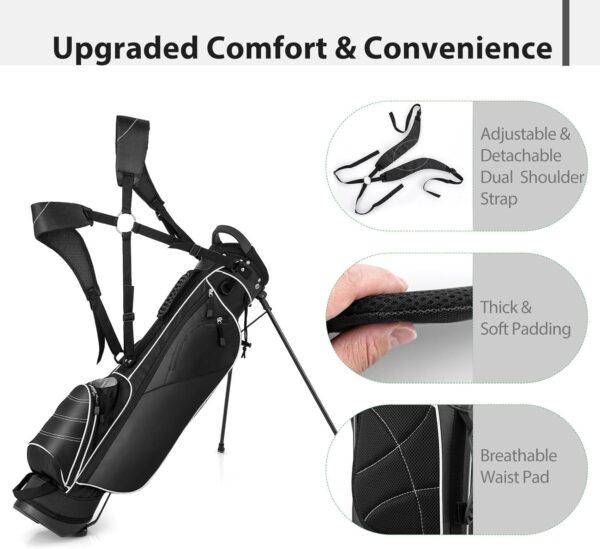 Bolsa de golf con tripode Lifezeal  ligera, Pitch & Putt, tipo lápiz color Negro - Imagen 7