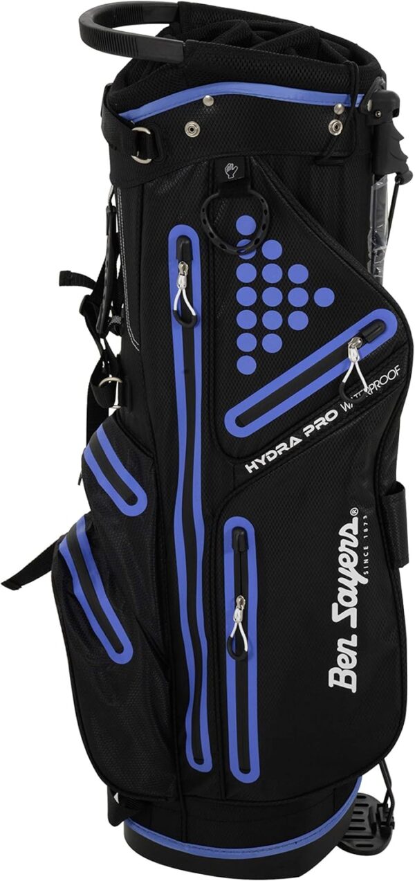Bolsa de golf con tripode Ben Sayers Hydra Pro impermeable, para carro color negro y morado - Imagen 2