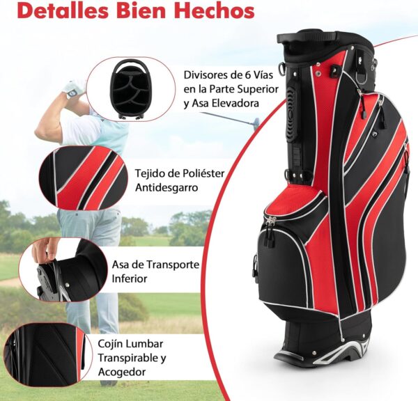 Bolsa de golf con tripode Costway  impermeable, para carro color Rojo - Imagen 2