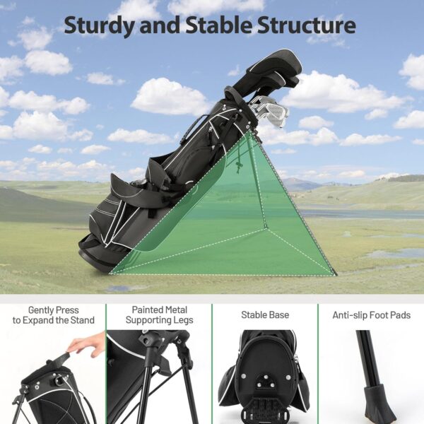 Bolsa de golf con tripode Lifezeal  ligera, Pitch & Putt, tipo lápiz color Negro - Imagen 6