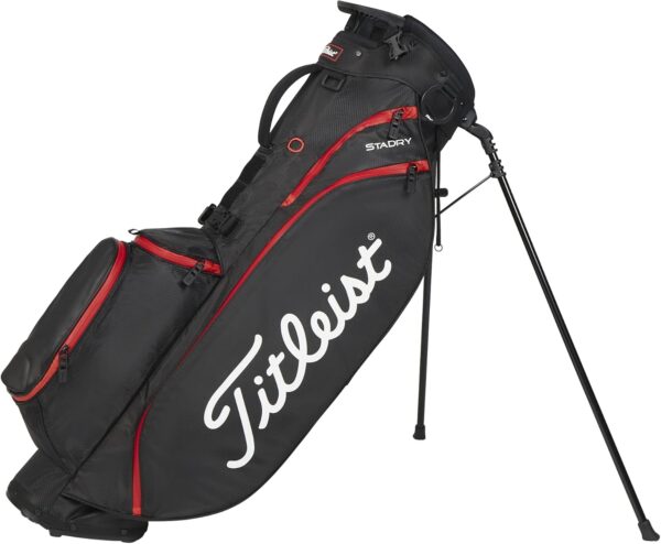 Bolsa de golf con tripode Titleist Players 4 impermeable, para carro color Negro/Negro/Rojo