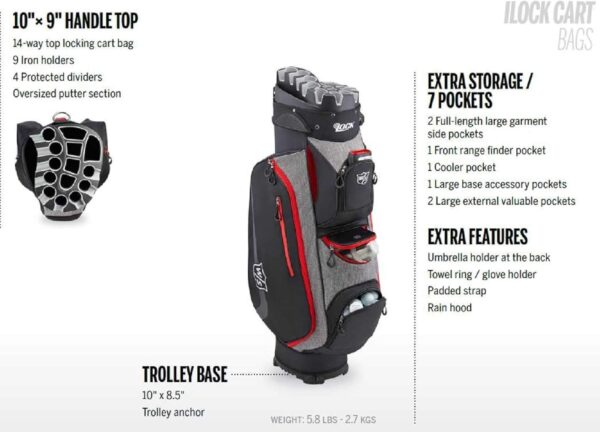 Bolsa de golf para carro Wilson iLock impermeable color negro/gris/blanco - Imagen 3