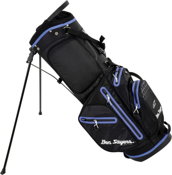Bolsa de golf con tripode Ben Sayers Hydra Pro impermeable, para carro color negro y morado - Imagen 7