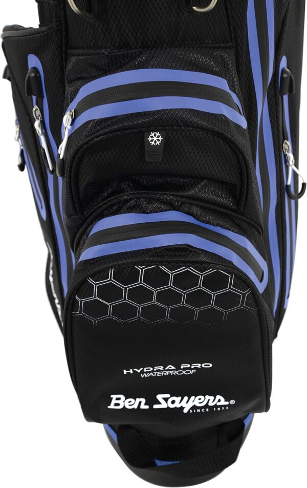 Bolsa de golf con tripode Ben Sayers Hydra Pro impermeable, para carro color negro y morado - Imagen 6