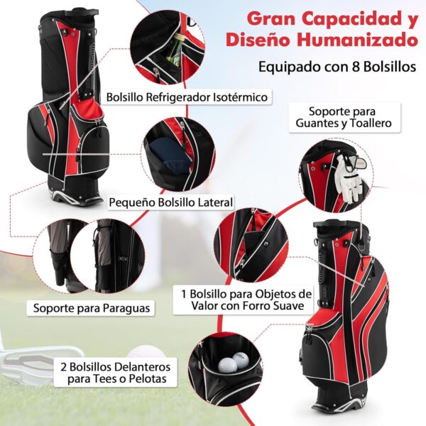 Bolsa de golf con tripode Costway  impermeable, para carro color Rojo - Imagen 3