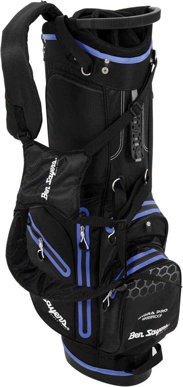 Bolsa de golf con tripode Ben Sayers Hydra Pro impermeable, para carro color negro y morado - Imagen 3